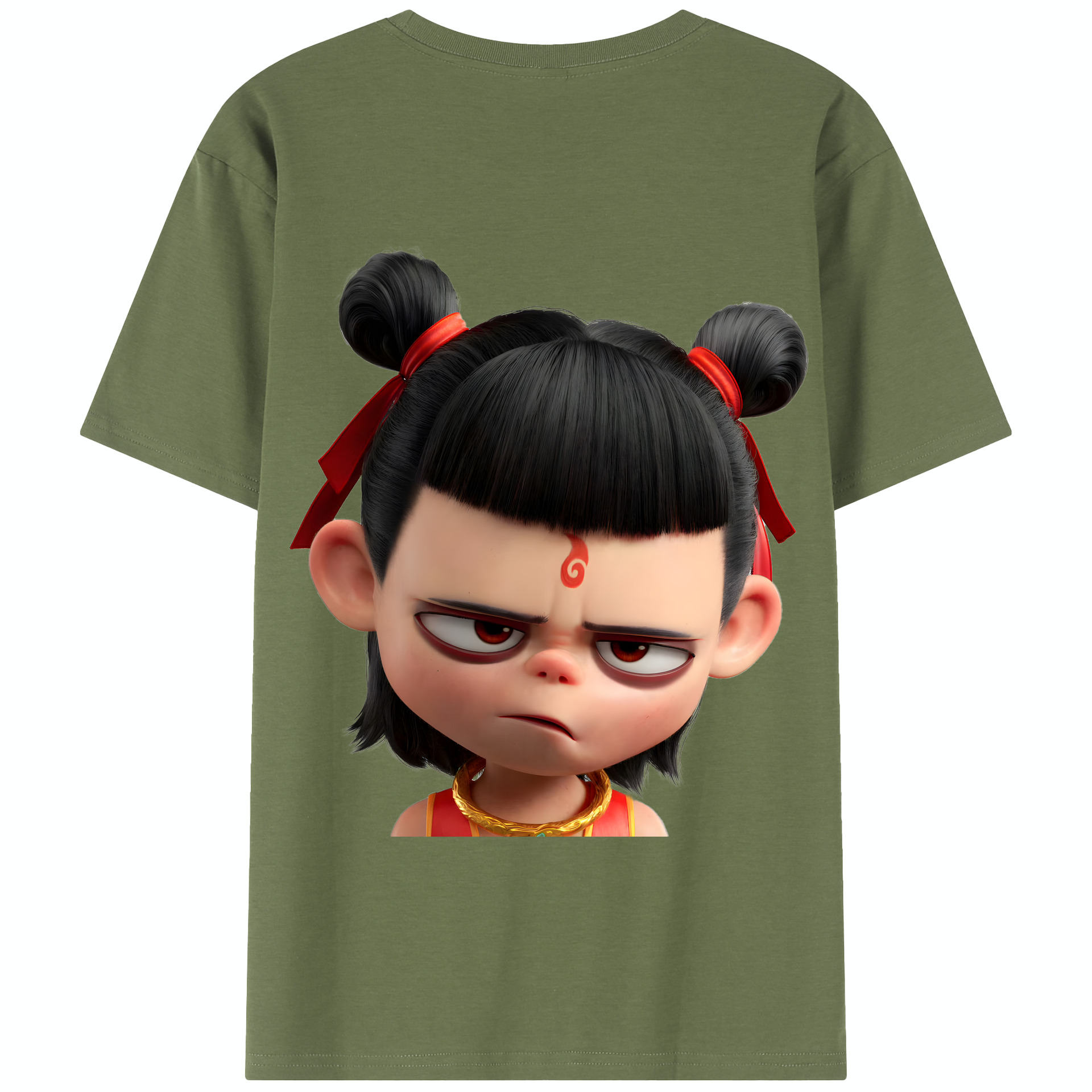 （画像用） Ne Zha 2 ナタ 魔童の大暴れ 綿100％半袖Tシャツ（背面プリント）